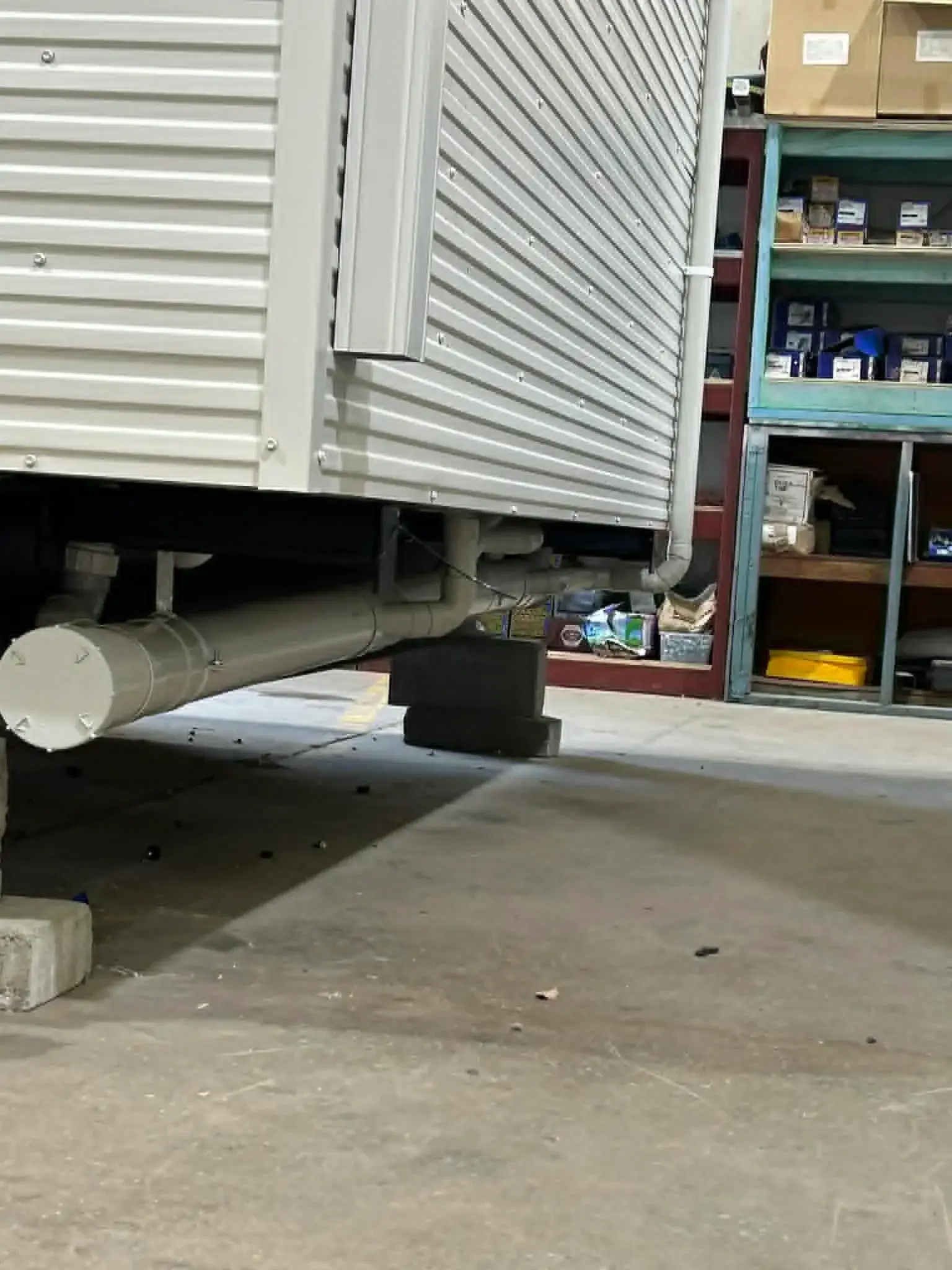 Waste and stormwater runs under a site amenities module