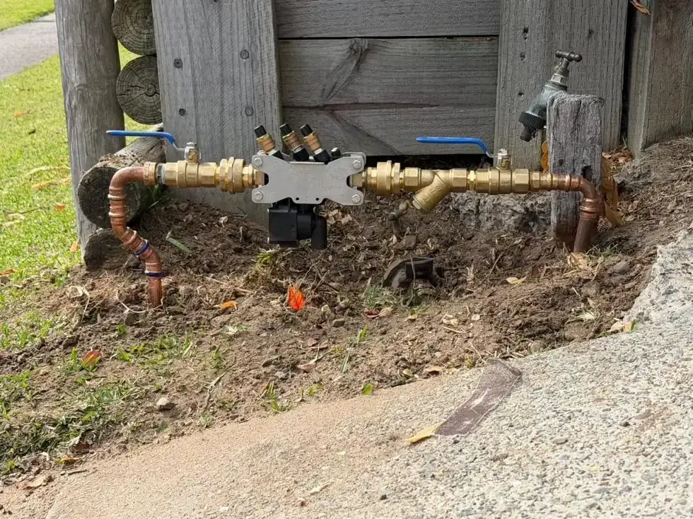 Testable backflow prevention device on the water service at the property boundary, Belmont North.