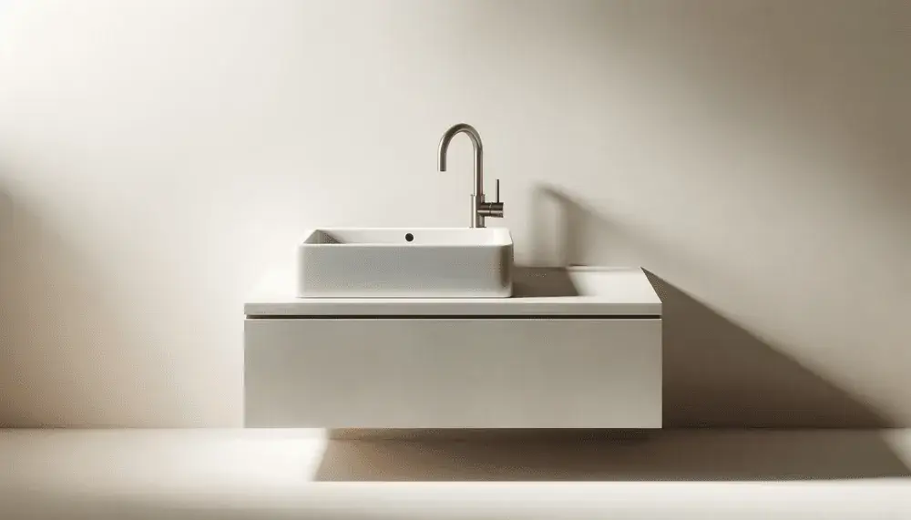 Stone basin and chrome tapware