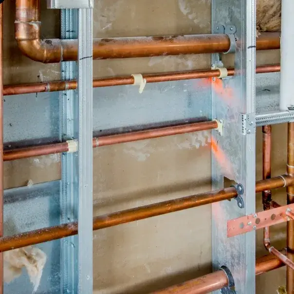 Copper pipework in a commercial fit-out
