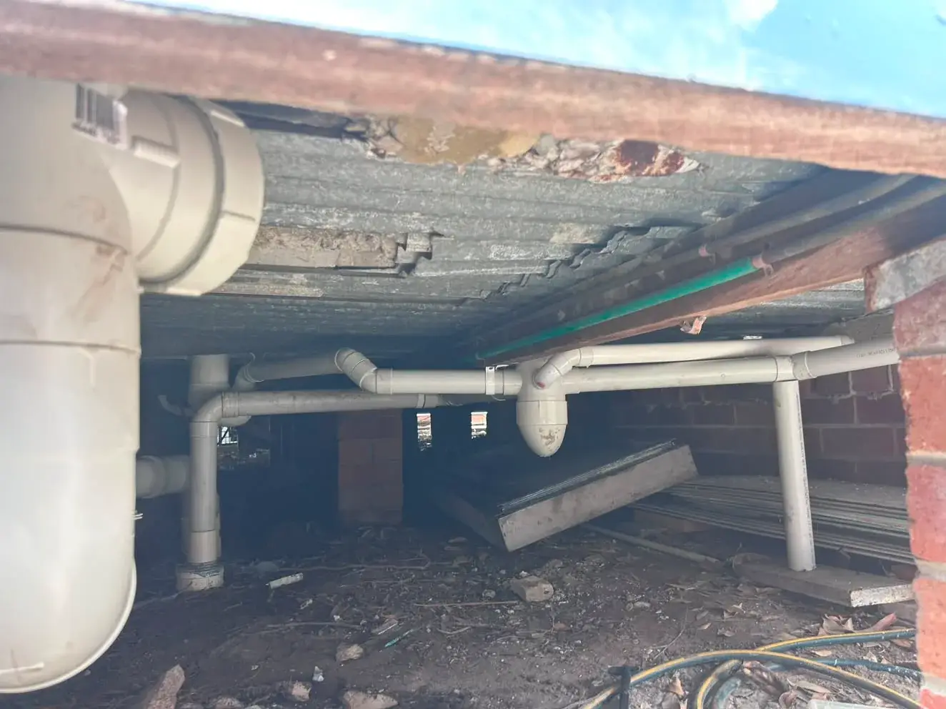 Subfloor drainage under the bathroom, Gwandalan.