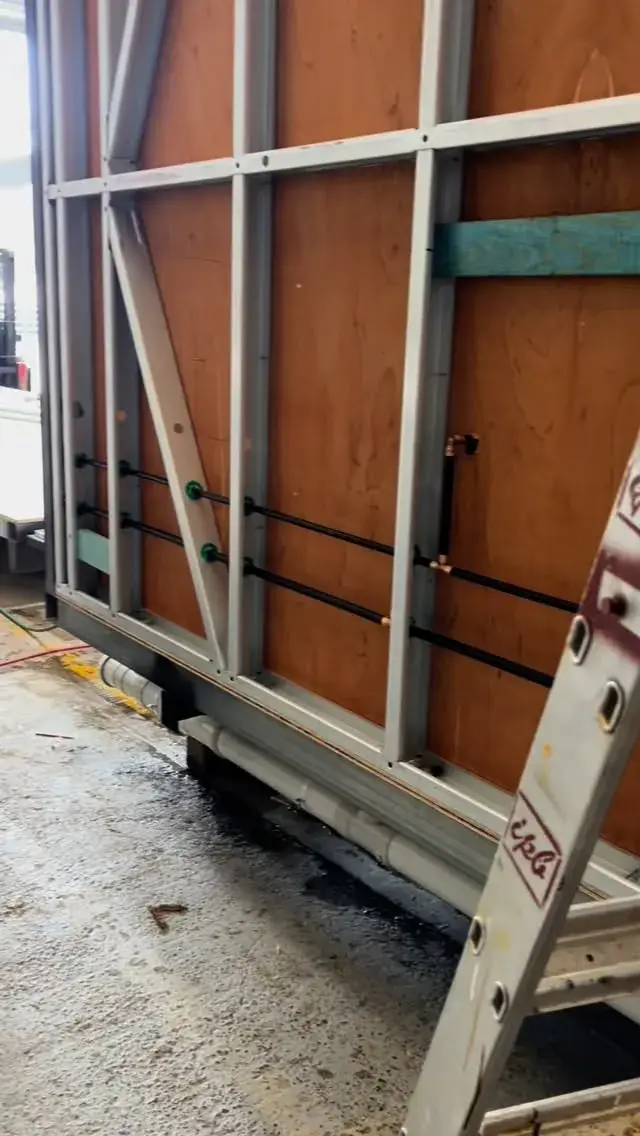 Ablution-block pipework in a steel-framed module, Kennards Hire