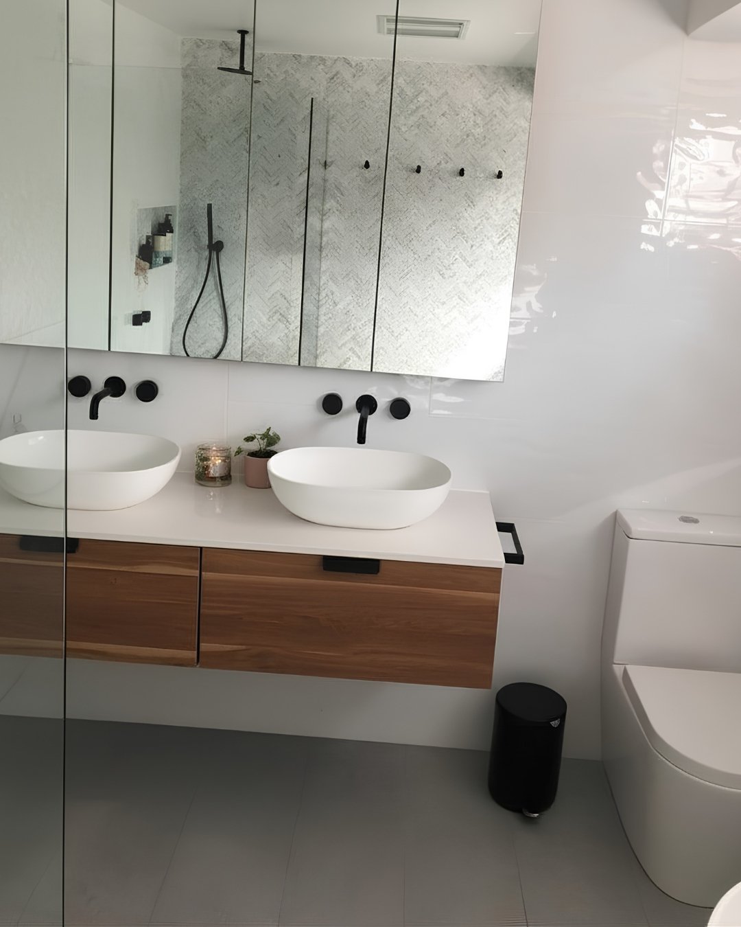 Dual vessel basins and wall mixers, Bonnells Bay.