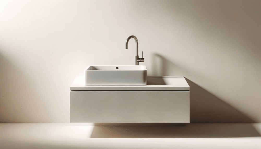 Stone basin and chrome tapware