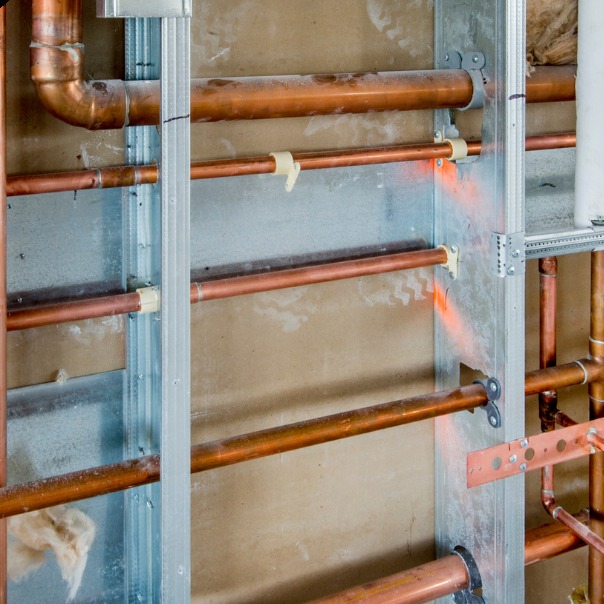 Copper pipework in a commercial fit-out