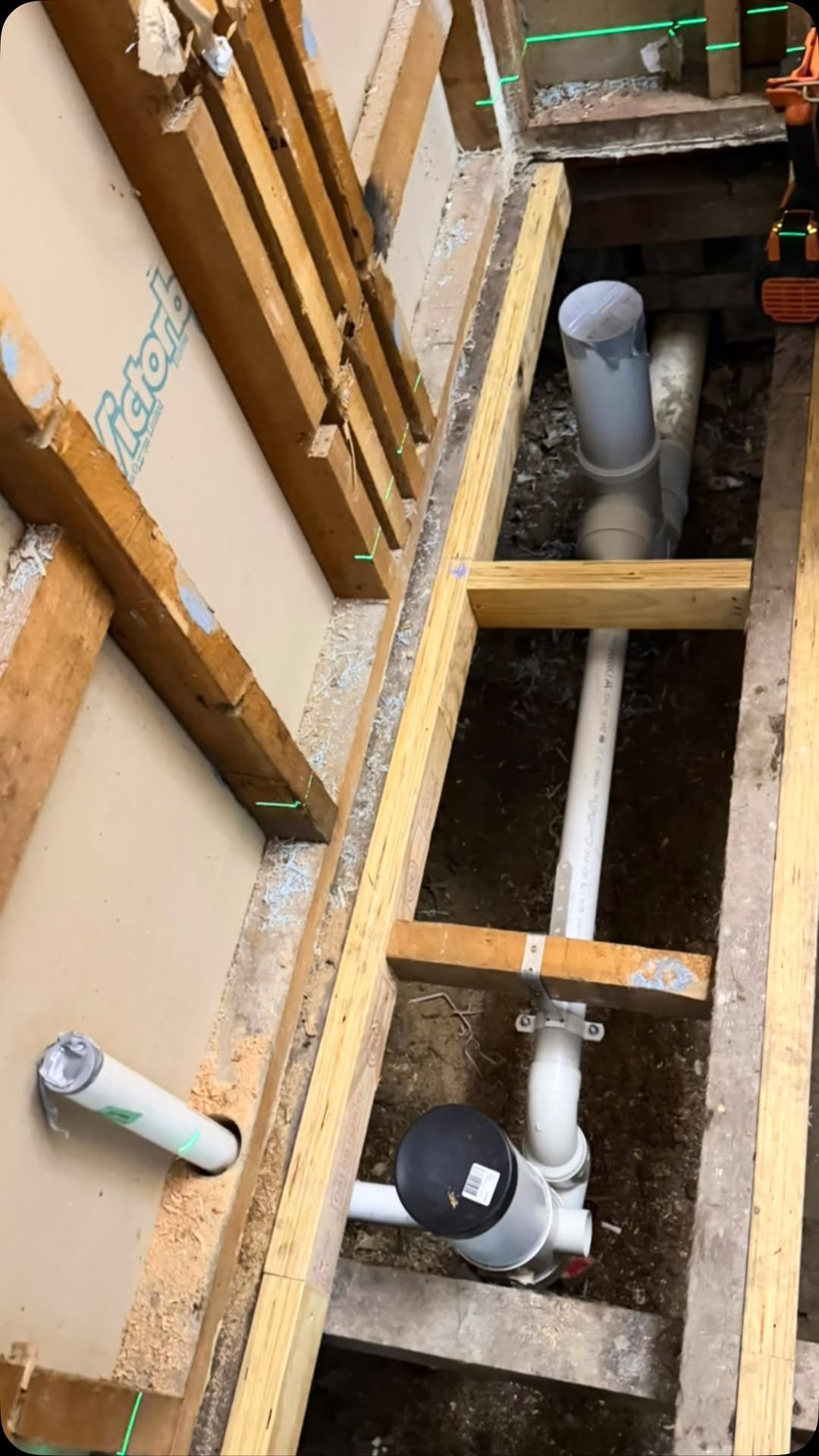Drainage rough-in through floor joists, Lake Munmorah bathroom