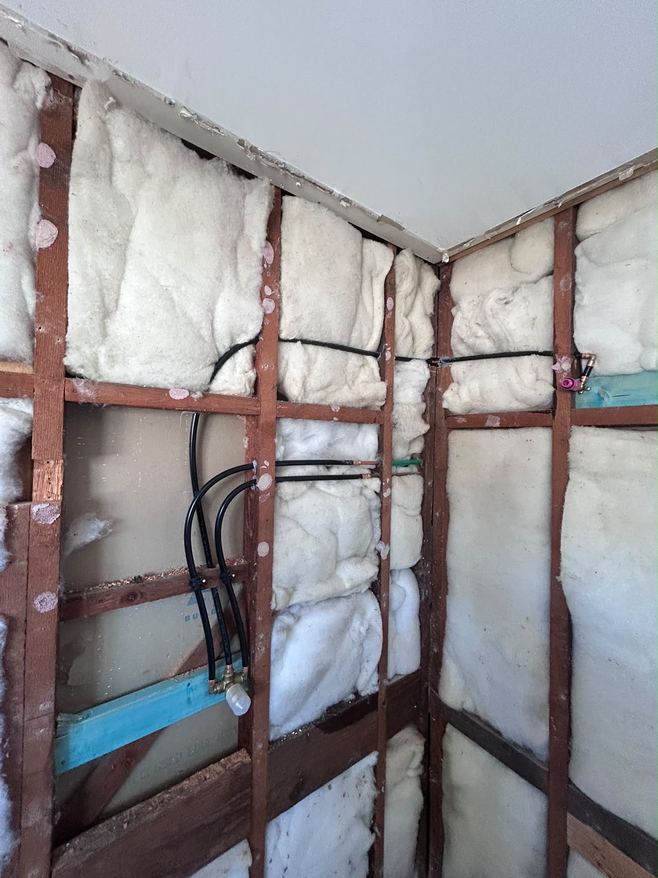 Hot and cold PEX through the studs, Gwandalan bathroom.