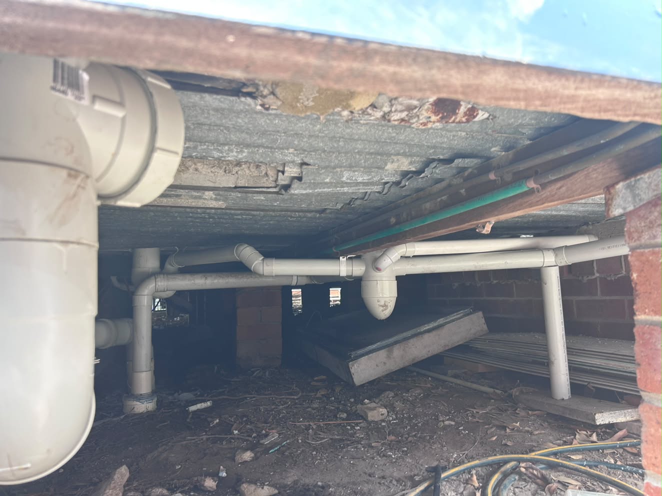 Subfloor drainage under the bathroom, Gwandalan.